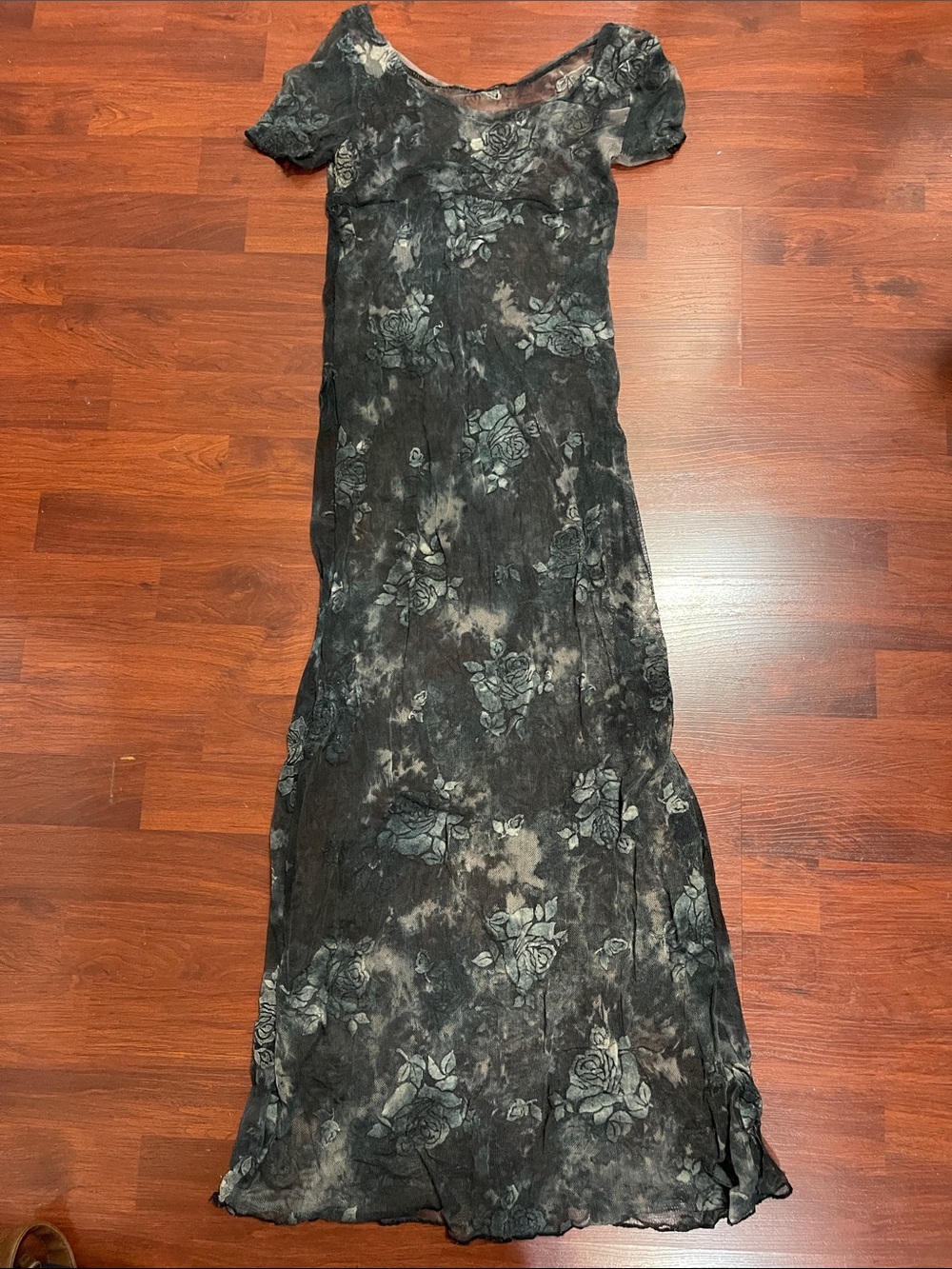 Sheer Black Floral Maxi Dress